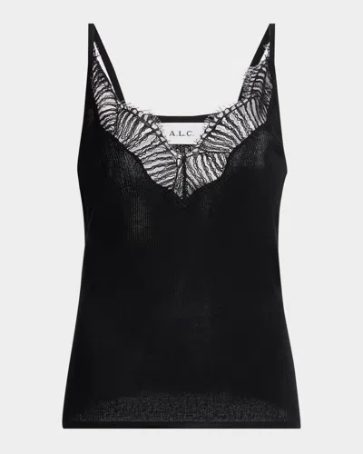 A.l.c Alba Lace Cami Top In Black