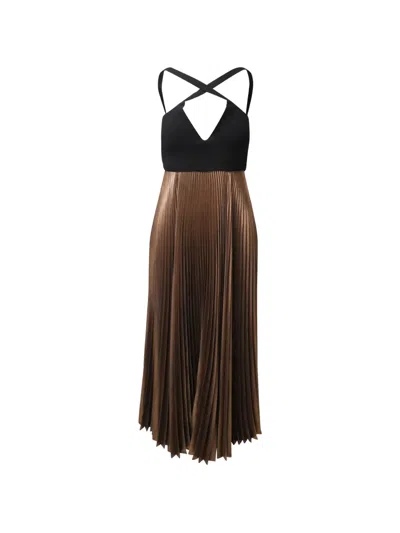 Pre-owned A.l.c Alba Pleated Dress In Brown