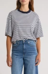A.l.c . Albie Stripe Cotton T-shirt In Blue