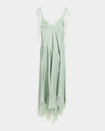 A.l.c Aleena Satin Lace Maxi Dress In Green