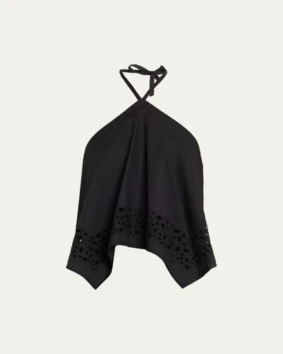 A.l.c Aleia Cotton Eyelet Halter Top In Black
