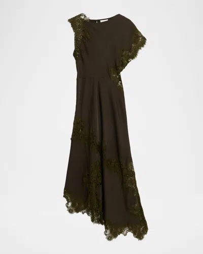A.l.c Alessia Satin And Lace Maxi Dress In Green