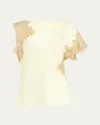 A.l.c Alessia Satin And Lace Top In Light Canarybeige