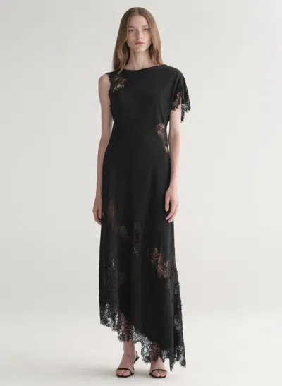 A.l.c Alessia Textured Satin And Lace Maxi Dress In Black