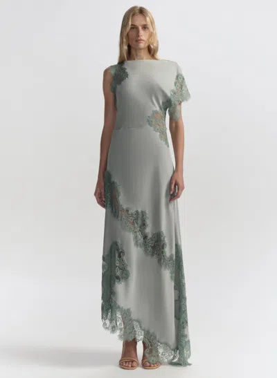 A.l.c Alessia Textured Satin And Lace Maxi Dress In Gray