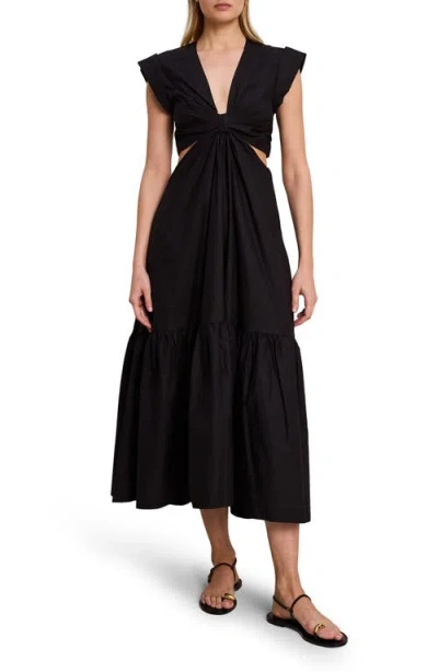 A.l.c . Alexandria Cutout Cotton Poplin Midi Dress In Black