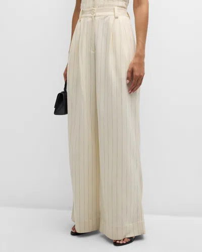 A.l.c Alfie Pinstripe Wide-leg Pants In Creamblac