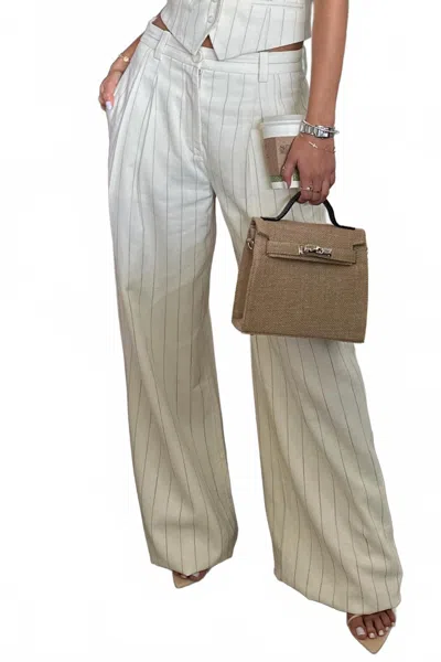 A.L.C ALFIE WIDE LEG PANTS IN CREAM/ BLACK STRIPE