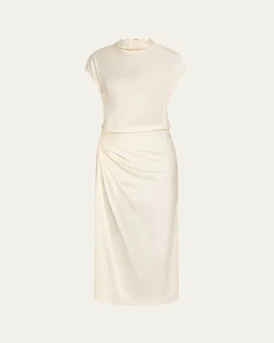 A.l.c Alma Draped Satin Midi Dress In Cream