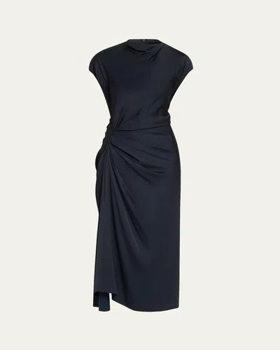 A.l.c Alma Draped Satin Midi Dress In Dark Sapph