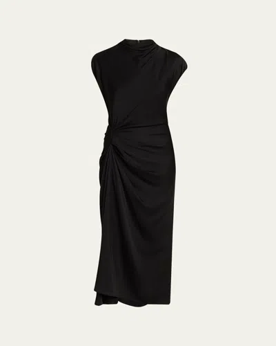 A.l.c Alma Draped Satin Viscose Dress In Black