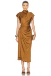 A.l.c . Penny Ruched One-shoulder Satin Gown In Aged Bronze