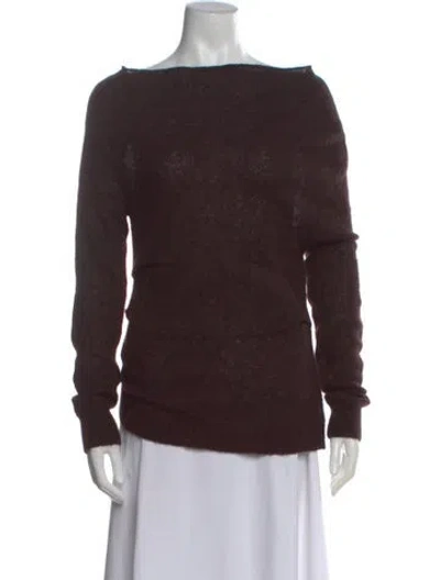 Pre-owned A.l.c Alpaca Bateau Neckline Sweater In Brown