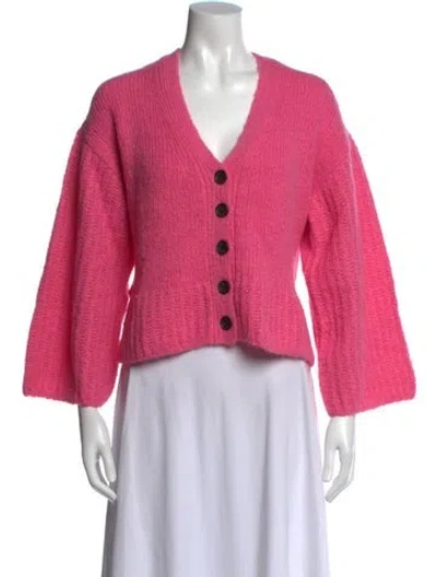 Pre-owned A.l.c Alpaca V-neck Sweater In Pink