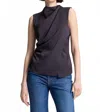 A.l.c Amira Ruched Sleeveless Top In Ganache In Black