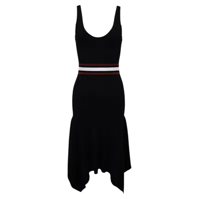Pre-owned A.l.c . Anders Handkerchief Hem Knit Midi Dress In Black Viscose