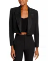 A.l.c Anderson Cropped Satin Trim Tux Blazer Jacket In Black In Black