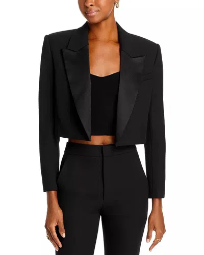 A.l.c Anderson Cropped Satin Trim Tux Blazer Jacket In Black