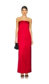 A.l.c Ani Strapless Satin Gown In Really Red In Red