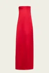 A.L.C ANI STRAPLESS SATIN GOWN IN REALLY RED