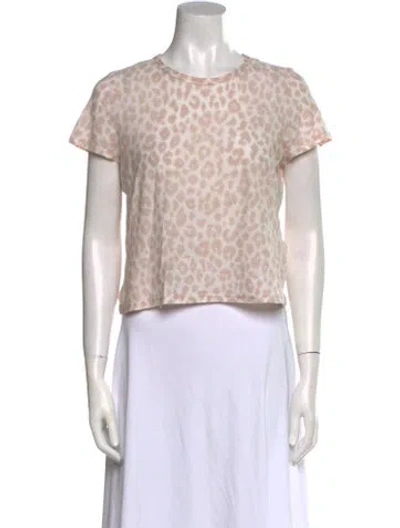 Pre-owned A.l.c Animal Print Crew Neck Crop Top In Neutral