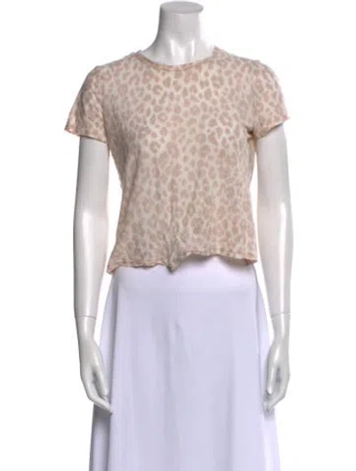Pre-owned A.l.c Animal Print Crew Neck Crop Top In Pink