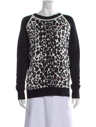 Pre-owned A.l.c Animal Print Crew Neck Sweater In Black