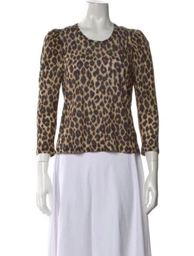 Pre-owned A.l.c Animal Print Crew Neck Top