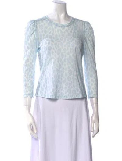 Pre-owned A.l.c Animal Print Crew Neck Top In Blue