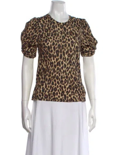 Pre-owned A.l.c Animal Print Crew Neck Top In Brown