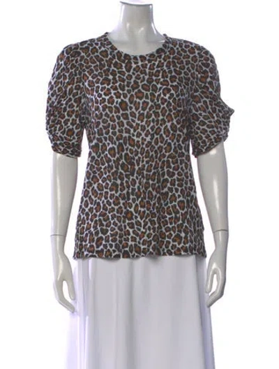Pre-owned A.l.c Animal Print Crew Neck Top In Brown