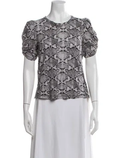 Pre-owned A.l.c Animal Print Crew Neck Top In Brown