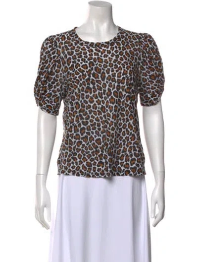 Pre-owned A.l.c Animal Print Crew Neck Top In Multi