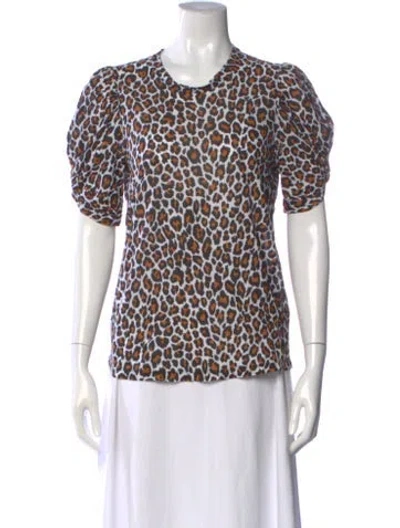 Pre-owned A.l.c Animal Print Crew Neck Top In Multi
