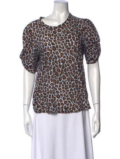 Pre-owned A.l.c Animal Print Crew Neck Top In Multi