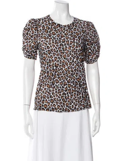 Pre-owned A.l.c Animal Print Crew Neck Top In Neutral