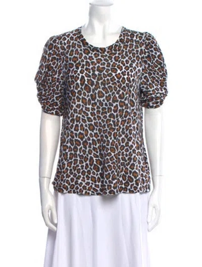 Pre-owned A.l.c Animal Print Crew Neck T-shirt In Brown