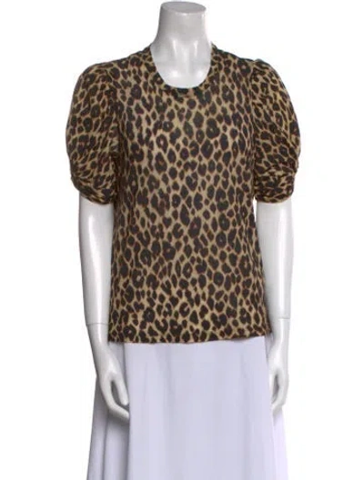 Pre-owned A.l.c Animal Print Crew Neck T-shirt In Neutral