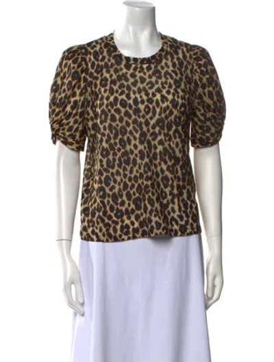 Pre-owned A.l.c Animal Print Crew Neck T-shirt In Neutral