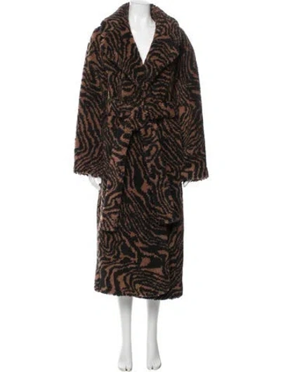 Pre-owned A.l.c Animal Print Faux Fur Coat In Brown