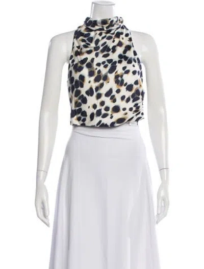 Pre-owned A.l.c Animal Print Halterneck Top In Black