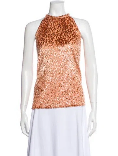 Pre-owned A.l.c Animal Print Halterneck Top In Orange