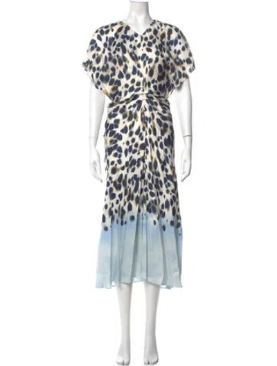 Pre-owned A.l.c Animal Print Long Dress In Blue