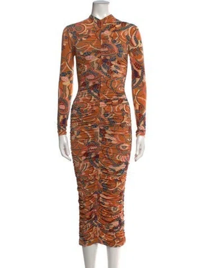 Pre-owned A.l.c Animal Print Long Dress In Brown