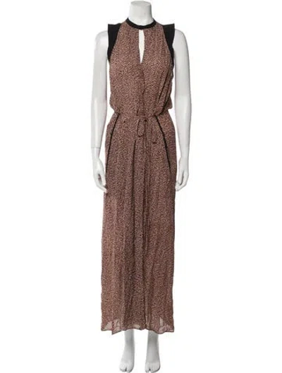 Pre-owned A.l.c Animal Print Long Dress In Brown