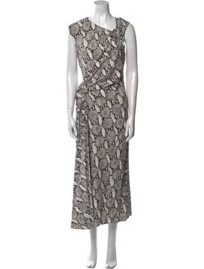 Pre-owned A.l.c Animal Print Long Dress In Brown