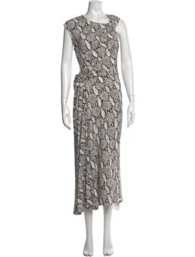 Pre-owned A.l.c Animal Print Long Dress In Brown