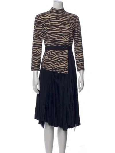 Pre-owned A.l.c Animal Print Midi Length Dress In Black