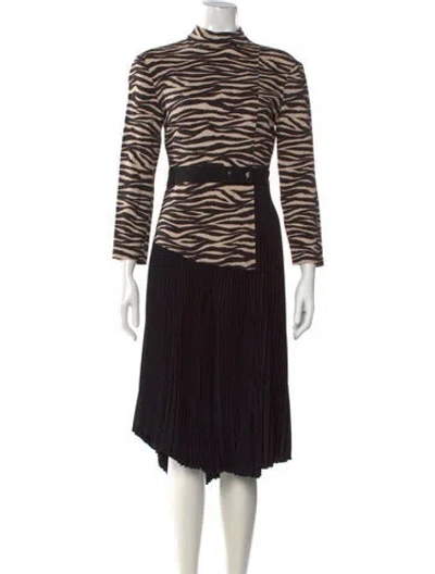 Pre-owned A.l.c Animal Print Midi Length Dress In Black