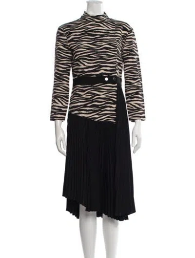 Pre-owned A.l.c Animal Print Midi Length Dress In Black